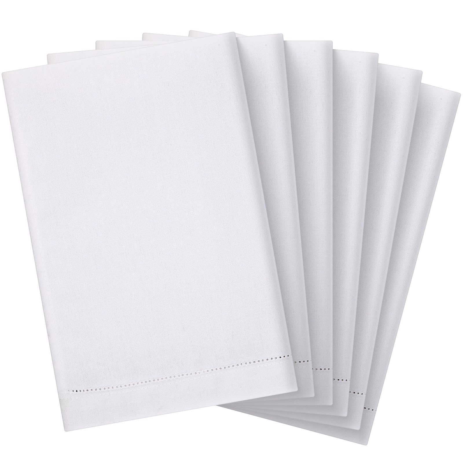 Mixweer toallas lino borde festoneado 14x22 blanco, útiles para secar platos y decorar la mesa