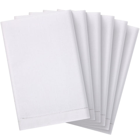 Mixweer toallas lino borde festoneado 14x22 blanco, útiles para secar platos y decorar la mesa