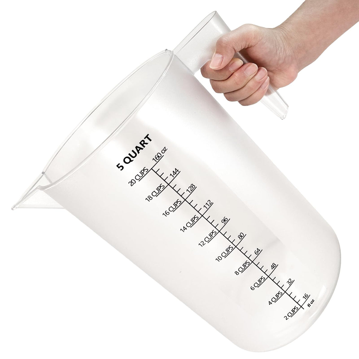 Taza medidora Mizido con mango ergonómico para verter con precisión.