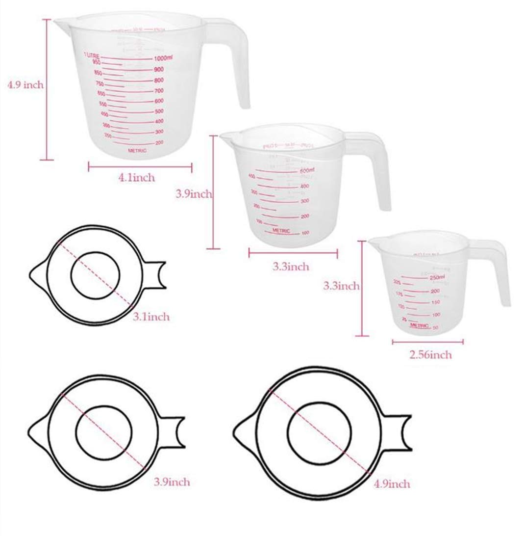 MIZORLIE: medidor 1000ml, capacidad de 4 tazas, fácil de usar.