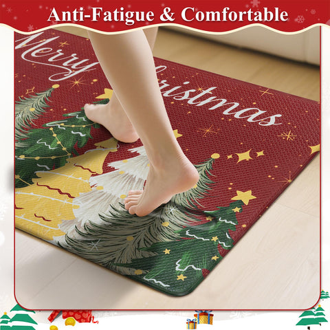 MJIAIDEA alfombra cocina navideña árbol rojo 17x47 protege el suelo con estilo