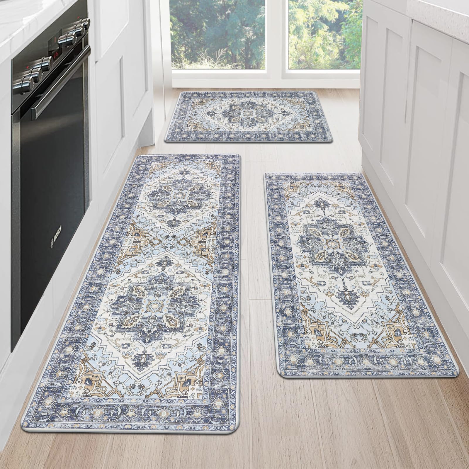 Alfombra de cocina acolchada MJIAHOMDEC, soporte cómodo para largas horas de preparación.
