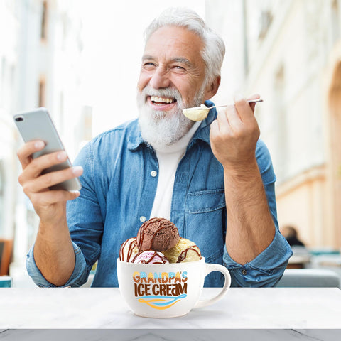 Mkeevee Abuelo cuenco cerámico espesor: resistente y apto microondas.