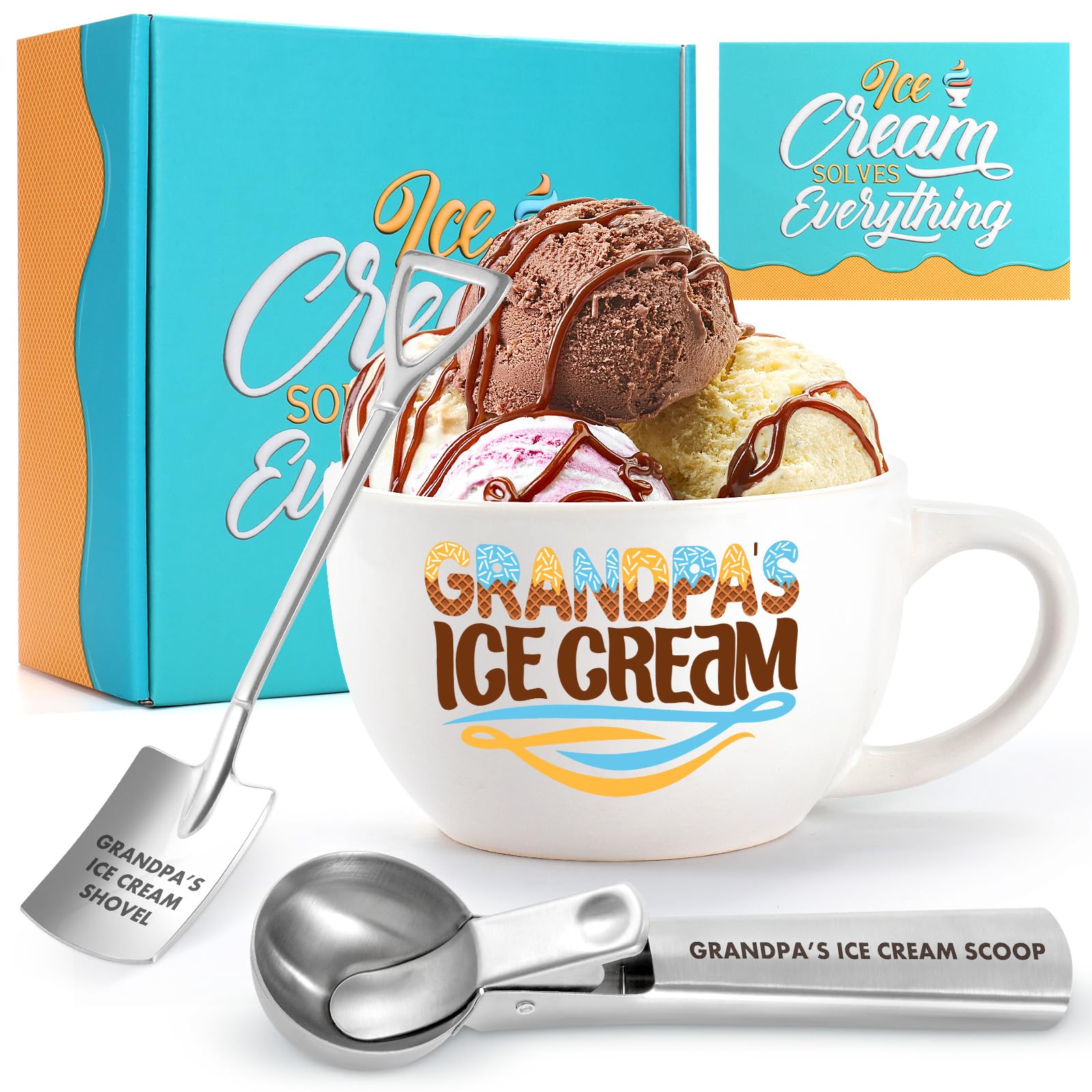 Mkeevee Abuelo cuenco de helado: tazón cerámico resistente para porciones grandes.