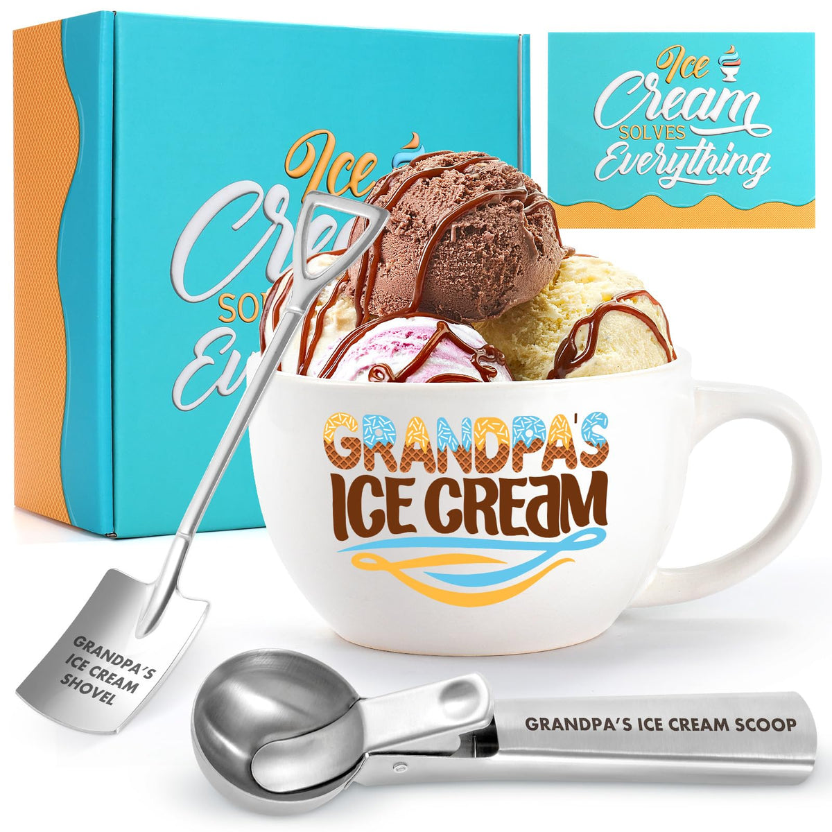 Mkeevee Abuelo cuenco de helado: tazón cerámico resistente para porciones grandes.