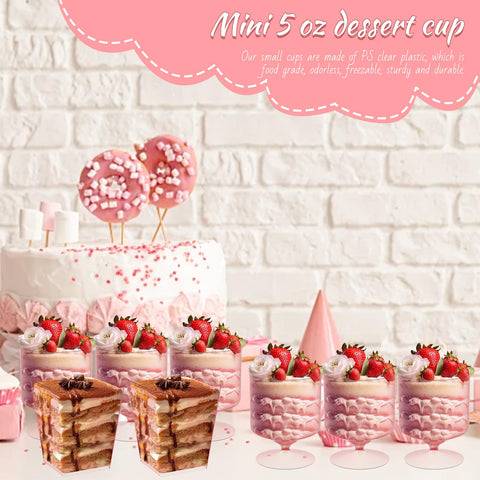 Copas postre rosa Mkoeveng redondas, perfectas para servir postres individualizados.