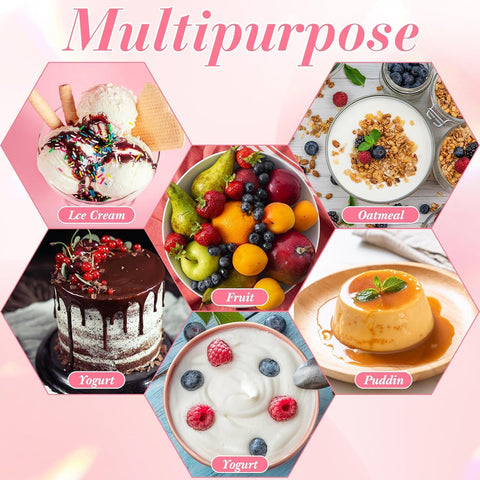 Presentación elegante de postres con copas rosa Mkoeveng para fiestas.