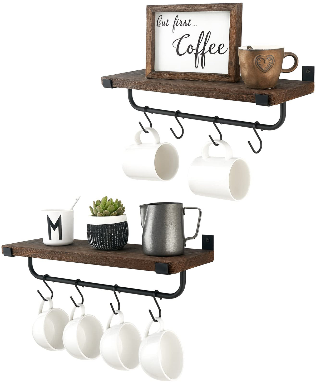 Mkono porta-tazas de pared, juego 2, optimiza espacio en la cocina.