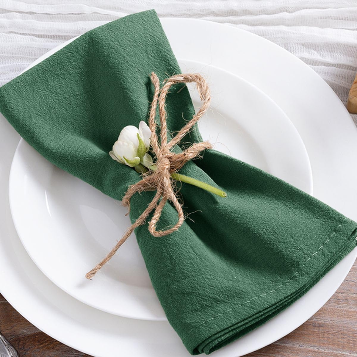 MLMC servilletas verde esmeralda 17x17, juego de 8 para mesa elegante.
