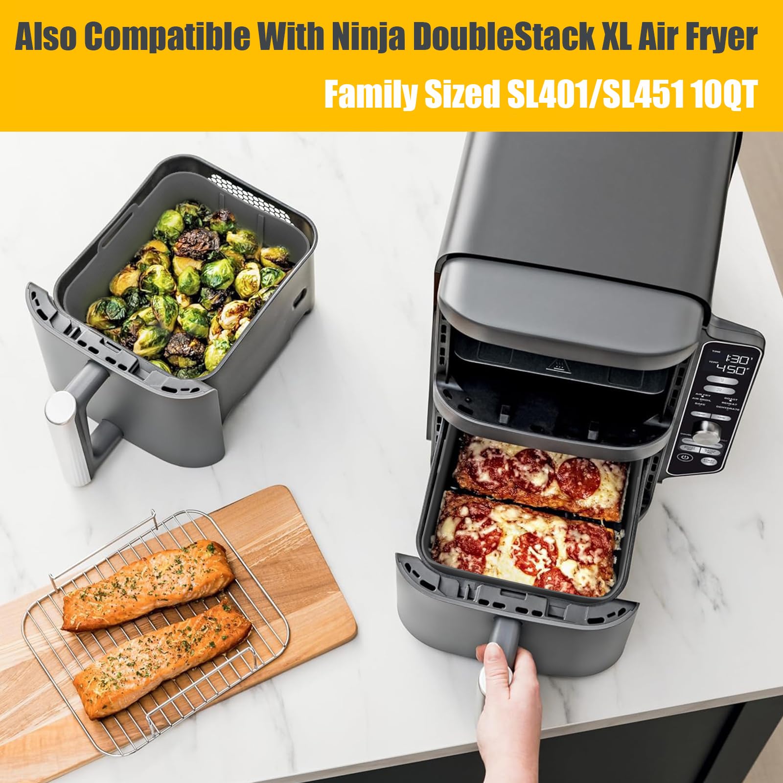 MMH forro silicona con asas para airfryer DZ401, evita quemaduras al manipular