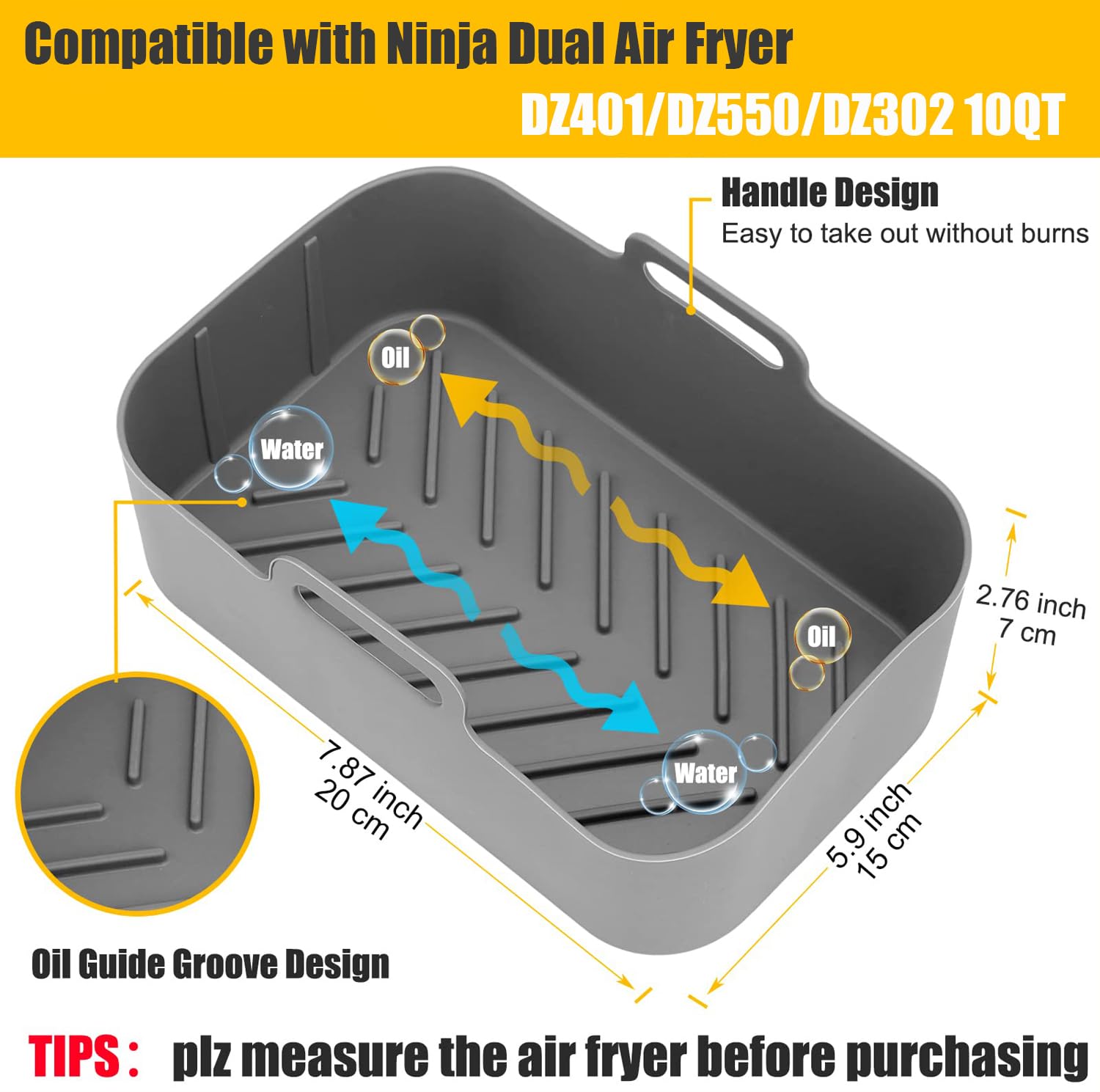 MMH forro silicona para airfryer Cosori 9Qt, reutilizable y antiadherente
