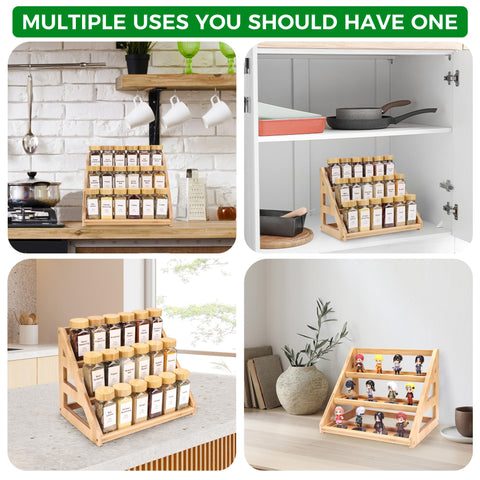 MNADSFKJ organizador para despensa y cocina en bambú, mantiene superficies limpias.