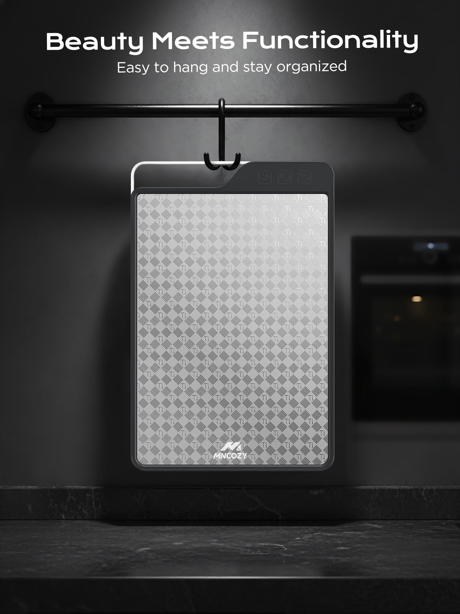 MNCOZY tabla de corte titanio, borde ranurado para recoger jugos