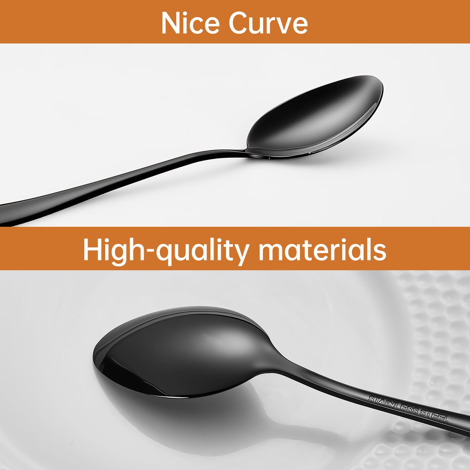 Diseño moderno de cucharas negras MNLWSP para mesa diaria.