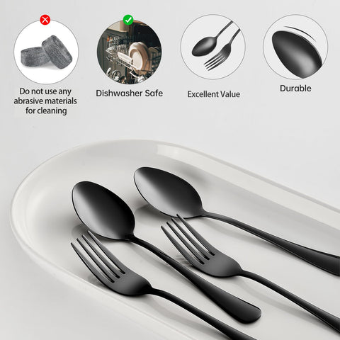 Cucharas negras MNLWSP, diseño moderno para la mesa diaria