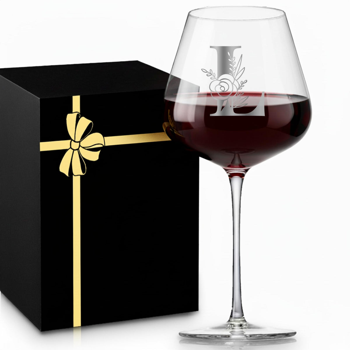 Copa MNZZ de cristal personalizada con iniciales, regalo sentimental para bodas