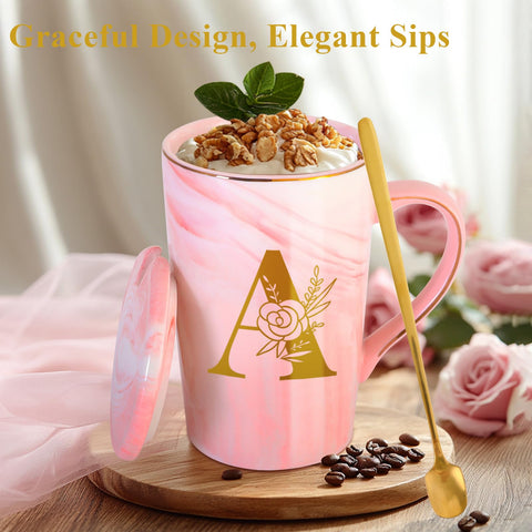 Taza MNZZ con mango ergonómico y borde dorado para agarre cómodo