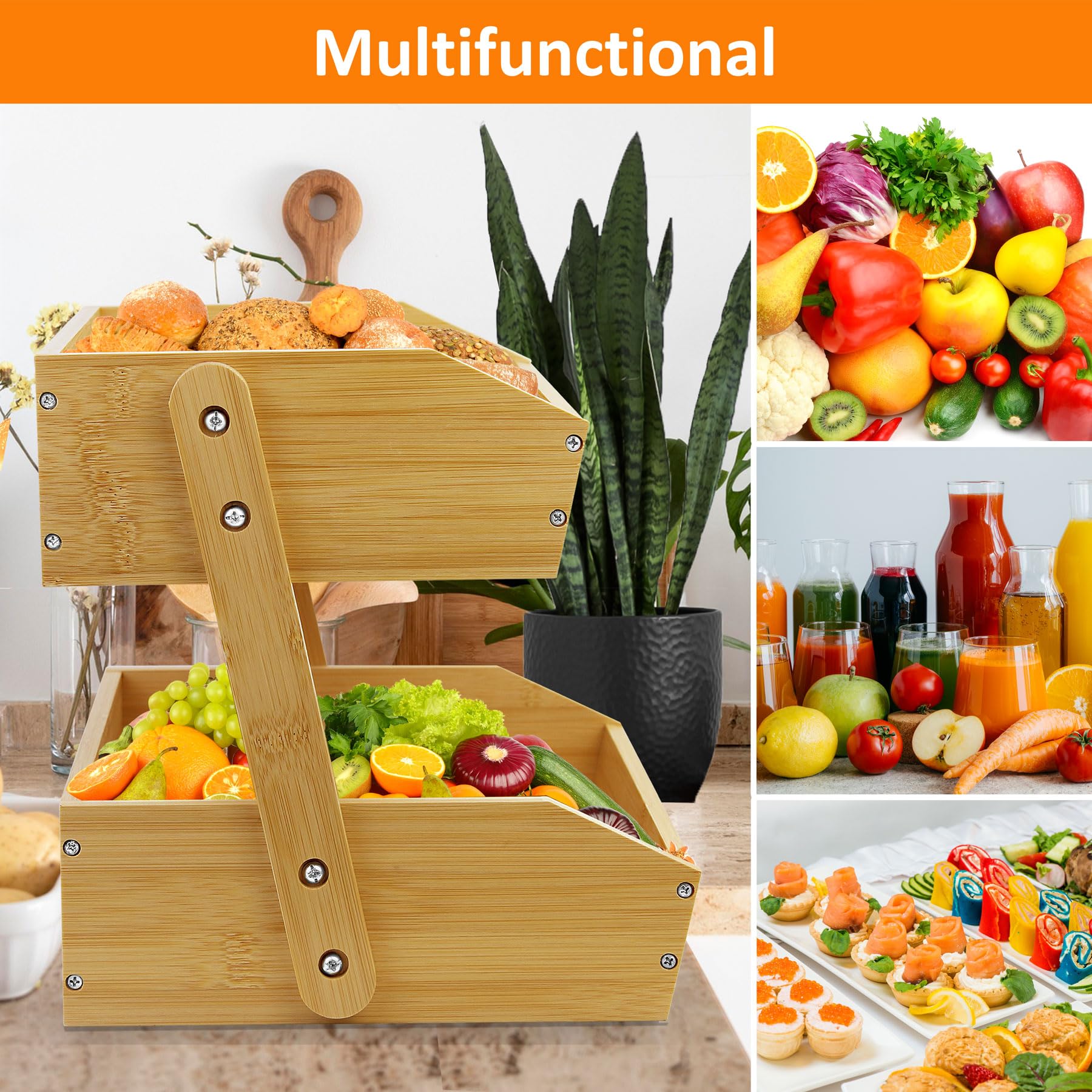 Mobzio capacidad almacenamiento frutas verduras: cada nivel alberga varias piezas.