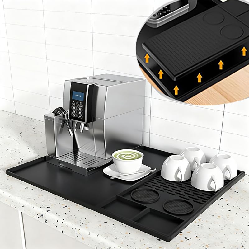MOCETY Alfombrilla de silicona para café con borde convexo protege la encimera.