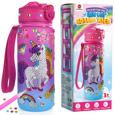Botella Mocoosy con unicornio y sirena, pegatinas impermeables para personalizar