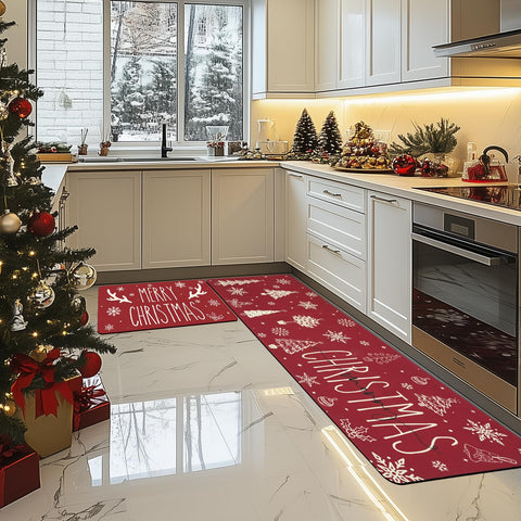 Alfombra navideña Mocsicka 44x120 para cocina con gran absorción de humedad.