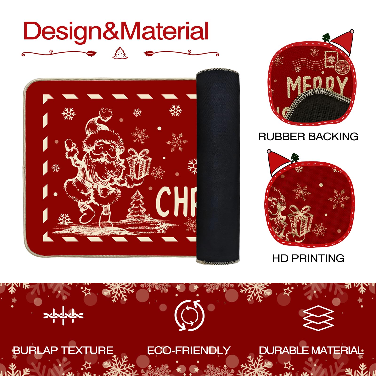 Alfombra Mocsicka con diseño rojo, aporta color navideño a la cocina