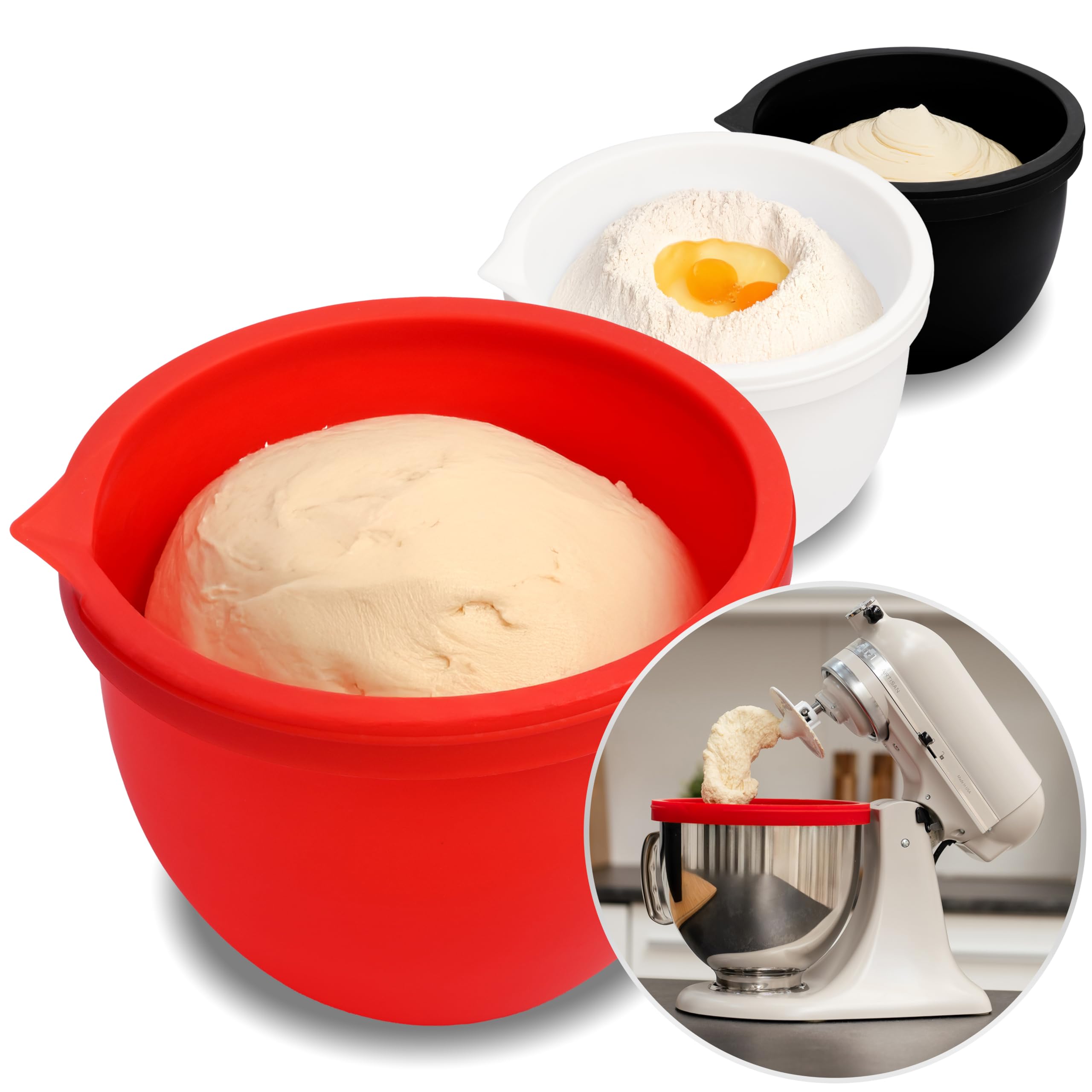 MODAURA MixAid inserto de silicona compatible 5 qt para KitchenAid, fácil de limpiar
