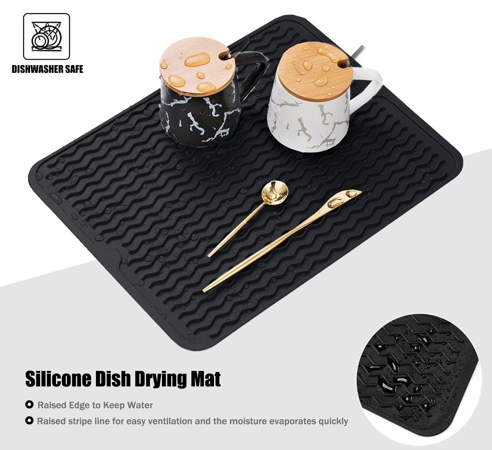 MODENGKONGJIAN tapete para secar platos, resistente al calor hasta 230 °C.