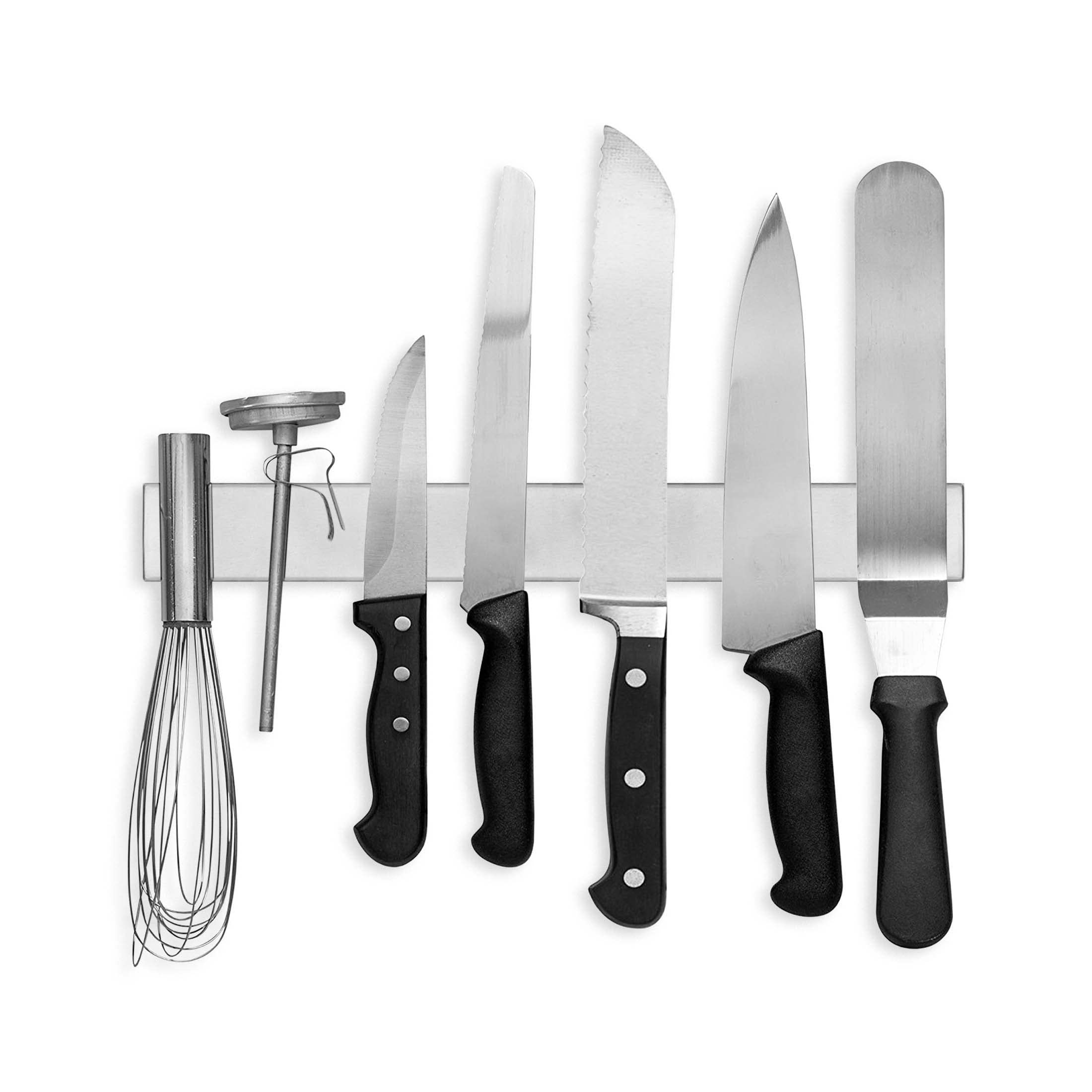 Barra magnética Modern Innovations montada en la pared, ahorro de espacio para cuchillos.