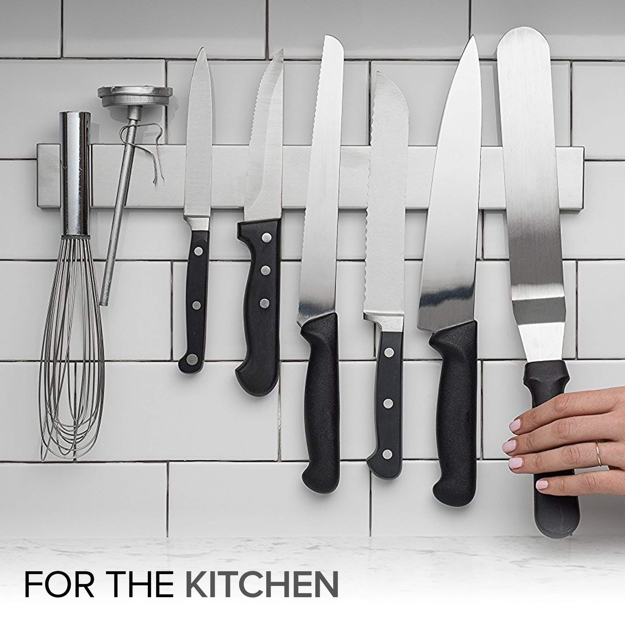 Modern Innovations barra magnética acero inoxidable satinada, diseño moderno para cocina