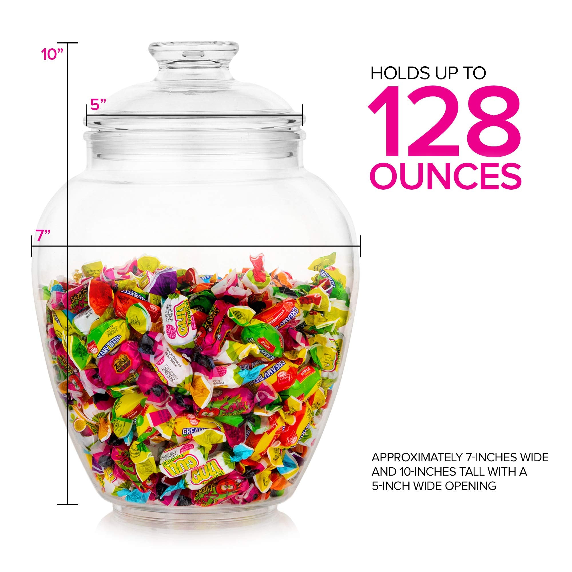 Modern Innovations tarro acrílico 128 oz con tapa, almacenamiento seguro