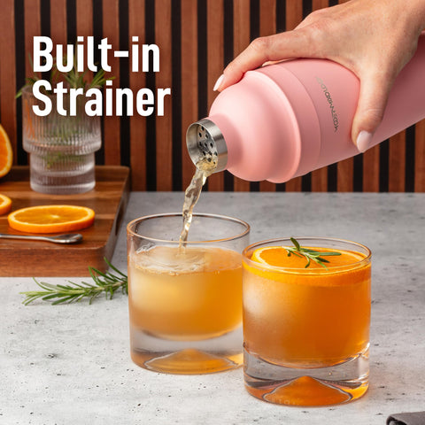Modern Mixology coctelera de acero inoxidable rosa mate resistente