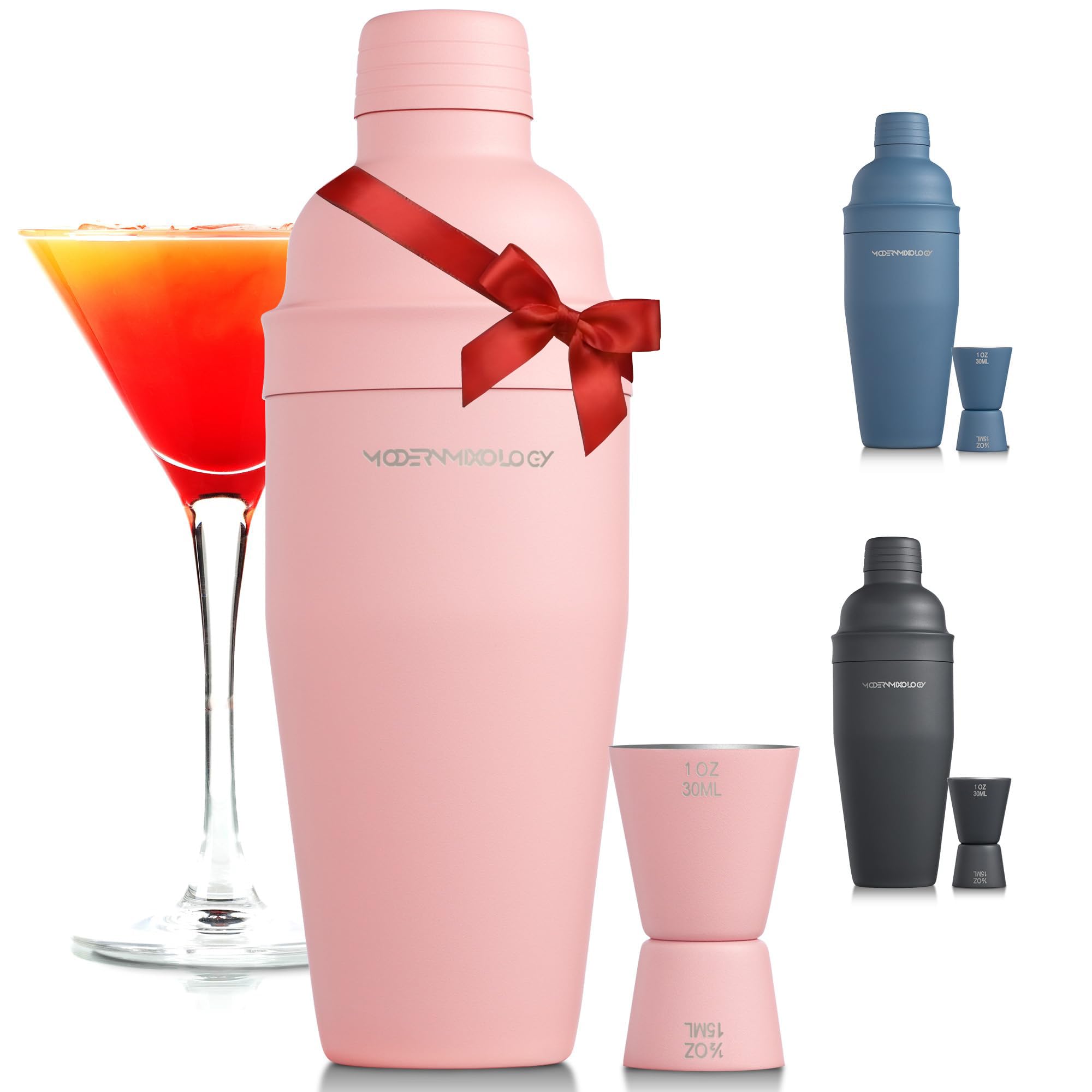 Modern Mixology coctelera 24oz rosa mate para mezclar con precisión