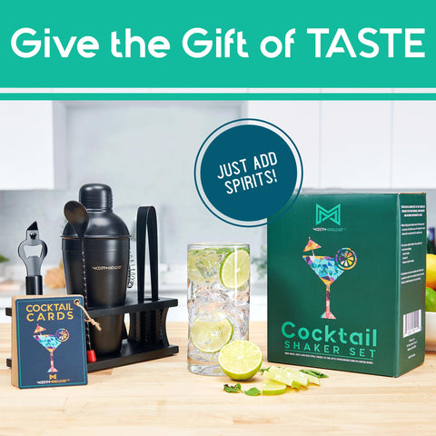 Conjunto regalo de cócteles Modern Mixology, ideal para amantes de bebidas.