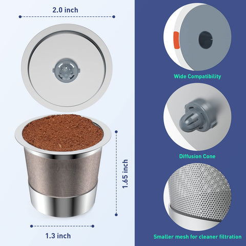 modsden pods reutilizables para Keurig, acero inoxidable, flujo óptimo para sabor.