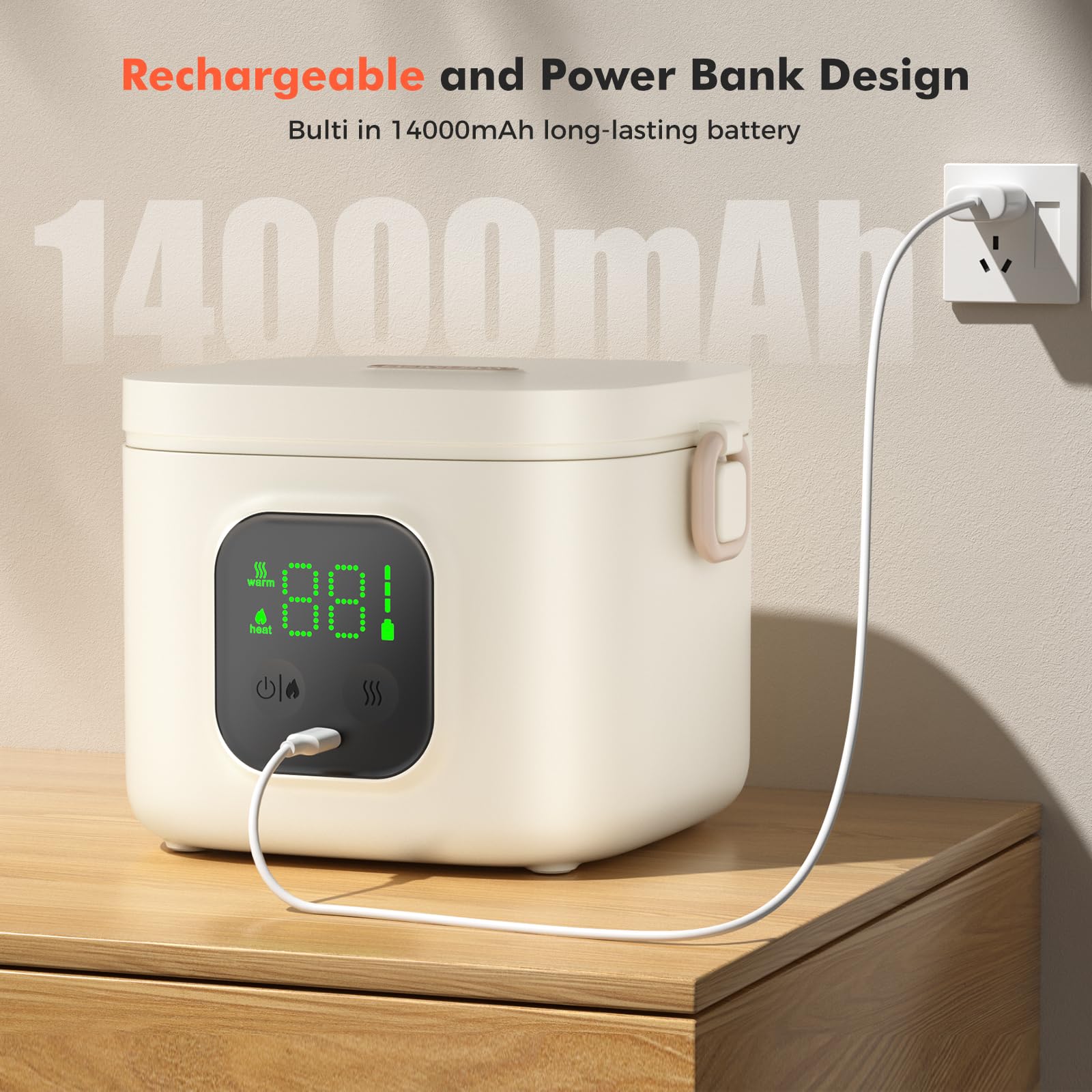 MODURE Caja de Almuerzo Eléctrica, capacidad de 800 ml para porciones completas.