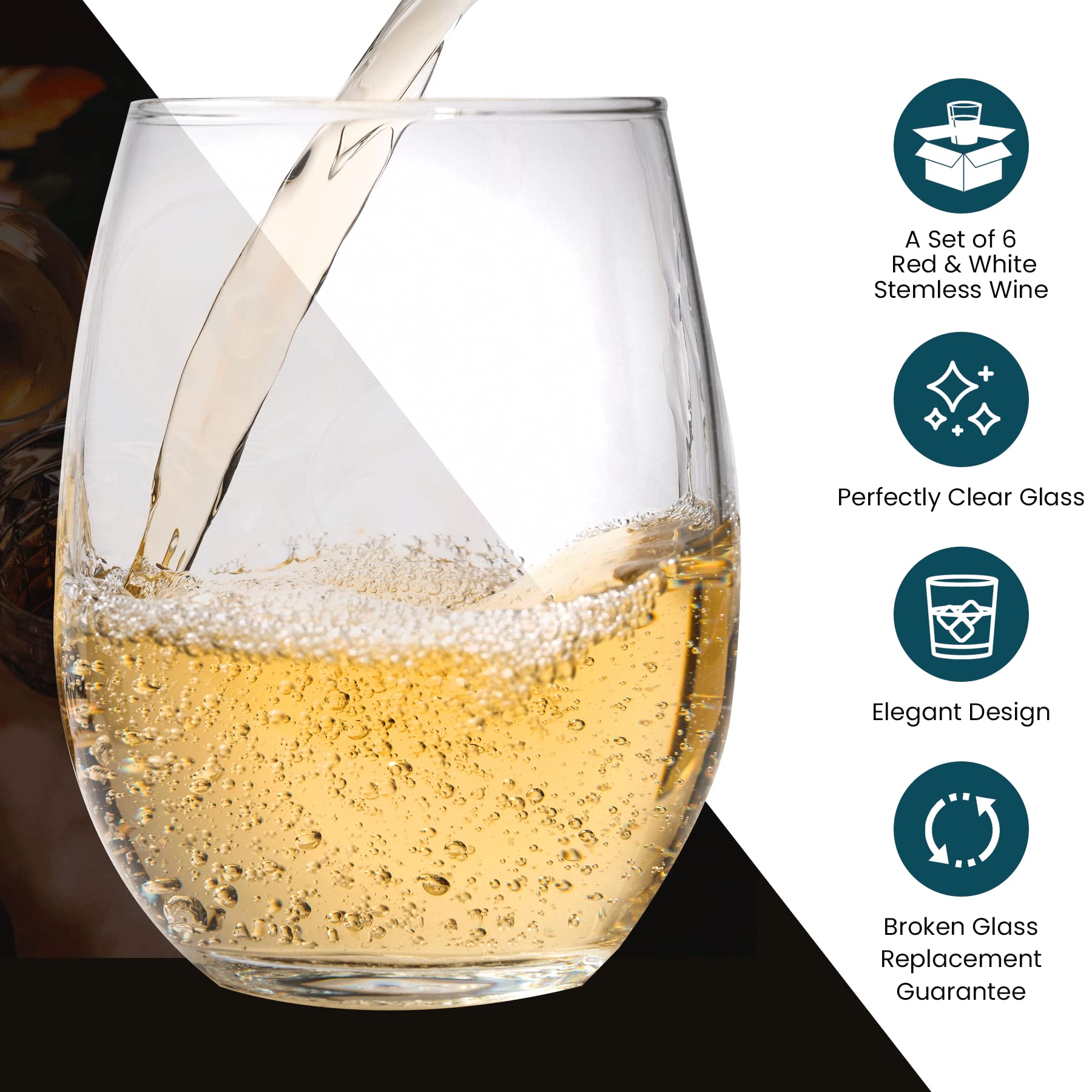 Modvera copa sin tallo, ideal para vinos blancos o tintos en cualquier ocasión.
