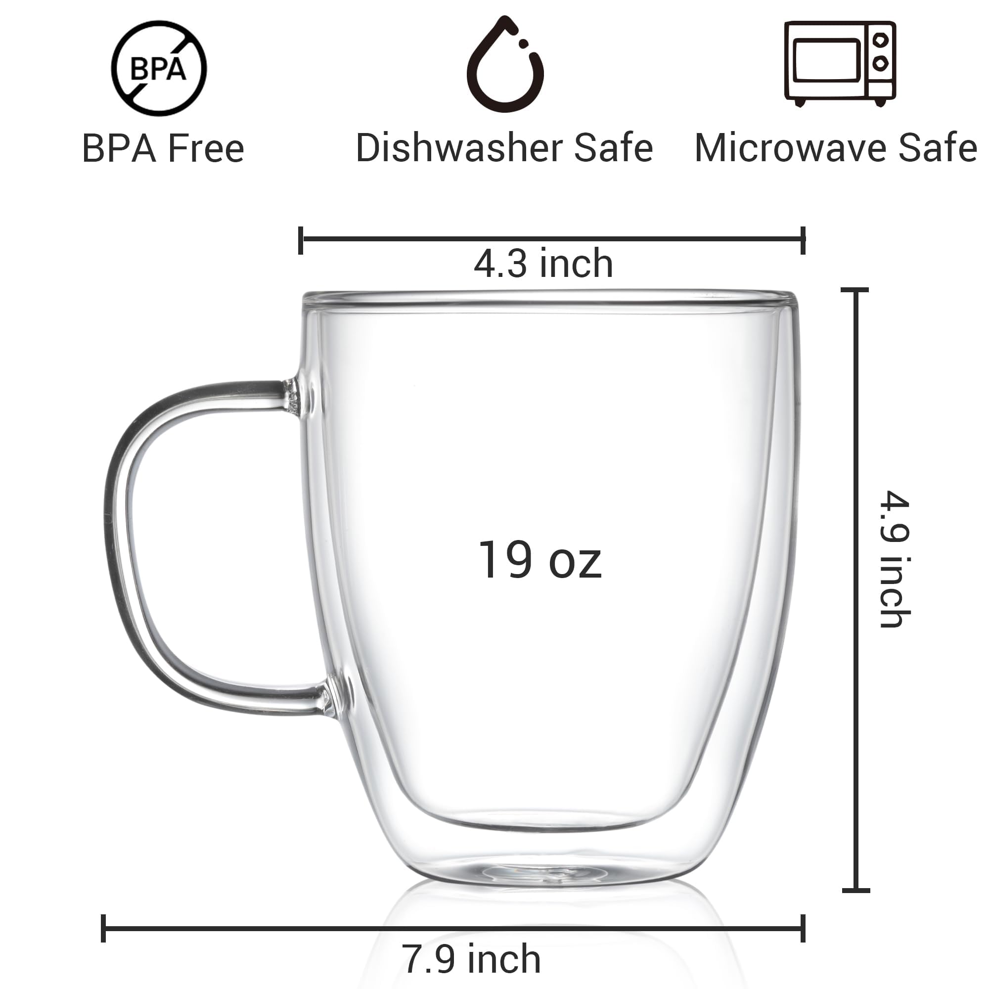 Modvera taza latte cappuccino resalta arte y espuma con doble pared.