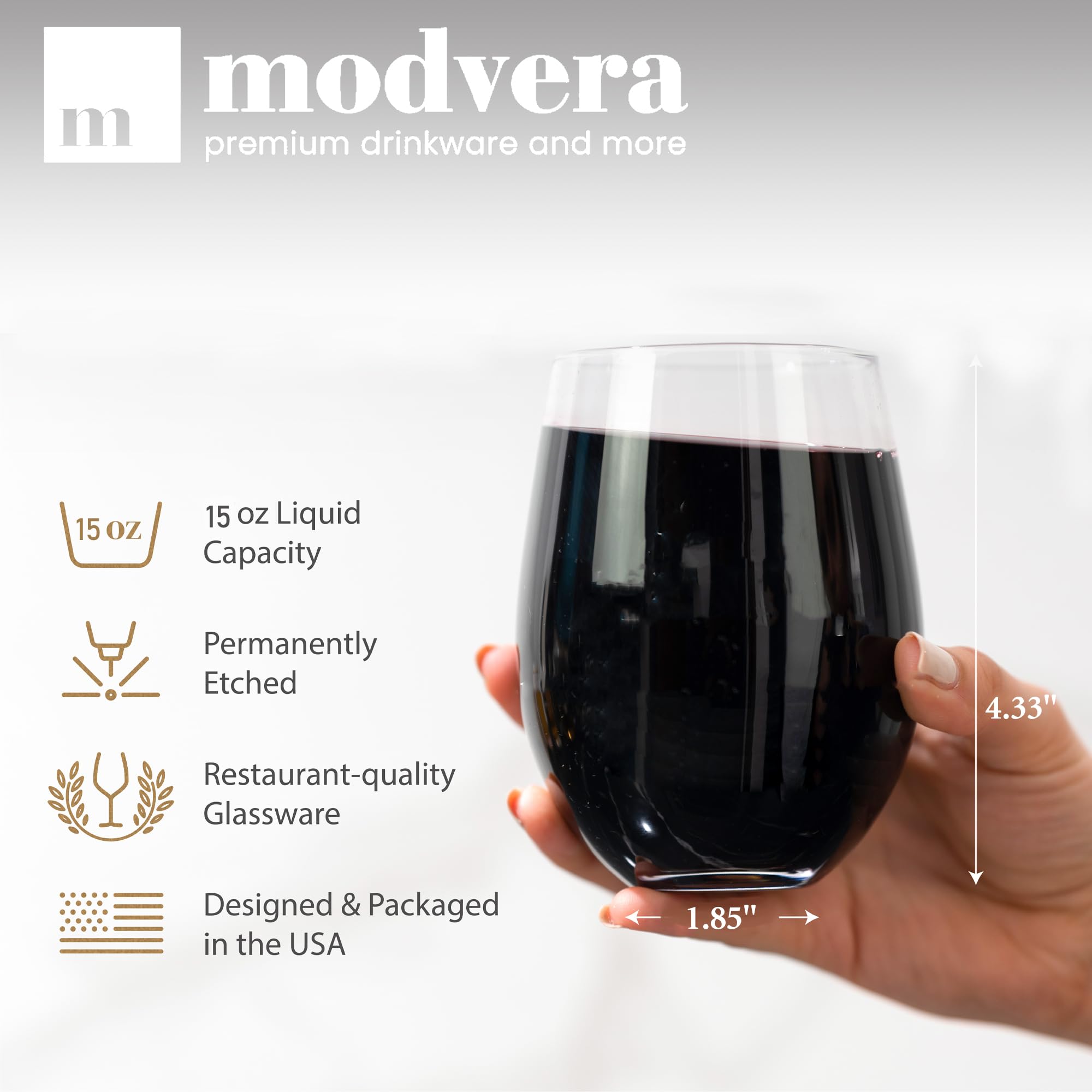 Modvera diseño ergonómico del vaso sin tallo, cómodo al sostener