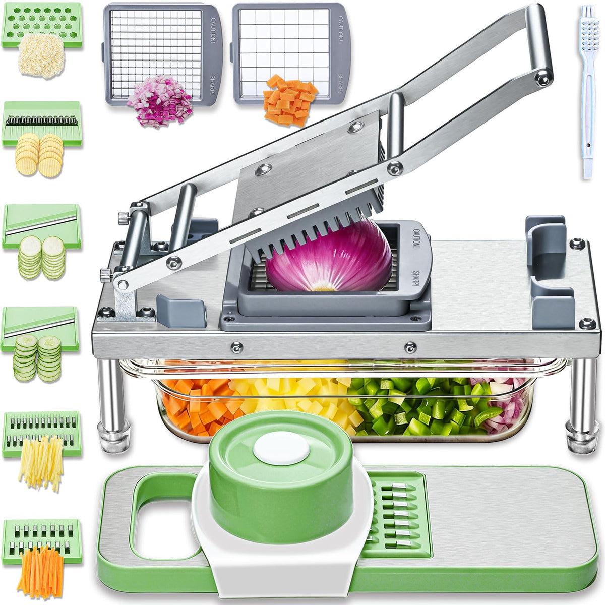 Moeuonb cortador de verduras con 8 cuchillas para preparaciones rápidas y limpias.