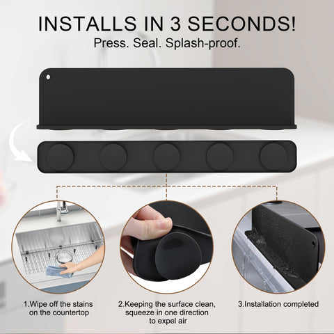 MOFASON protector salpicaduras fregadero trasero con ventosas y soporte estable