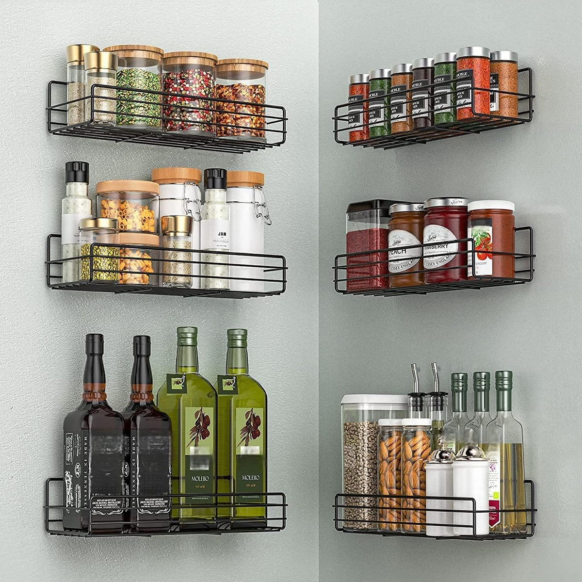 Moforoco especiero mural 6pack: organizador compacto para especias al alcance