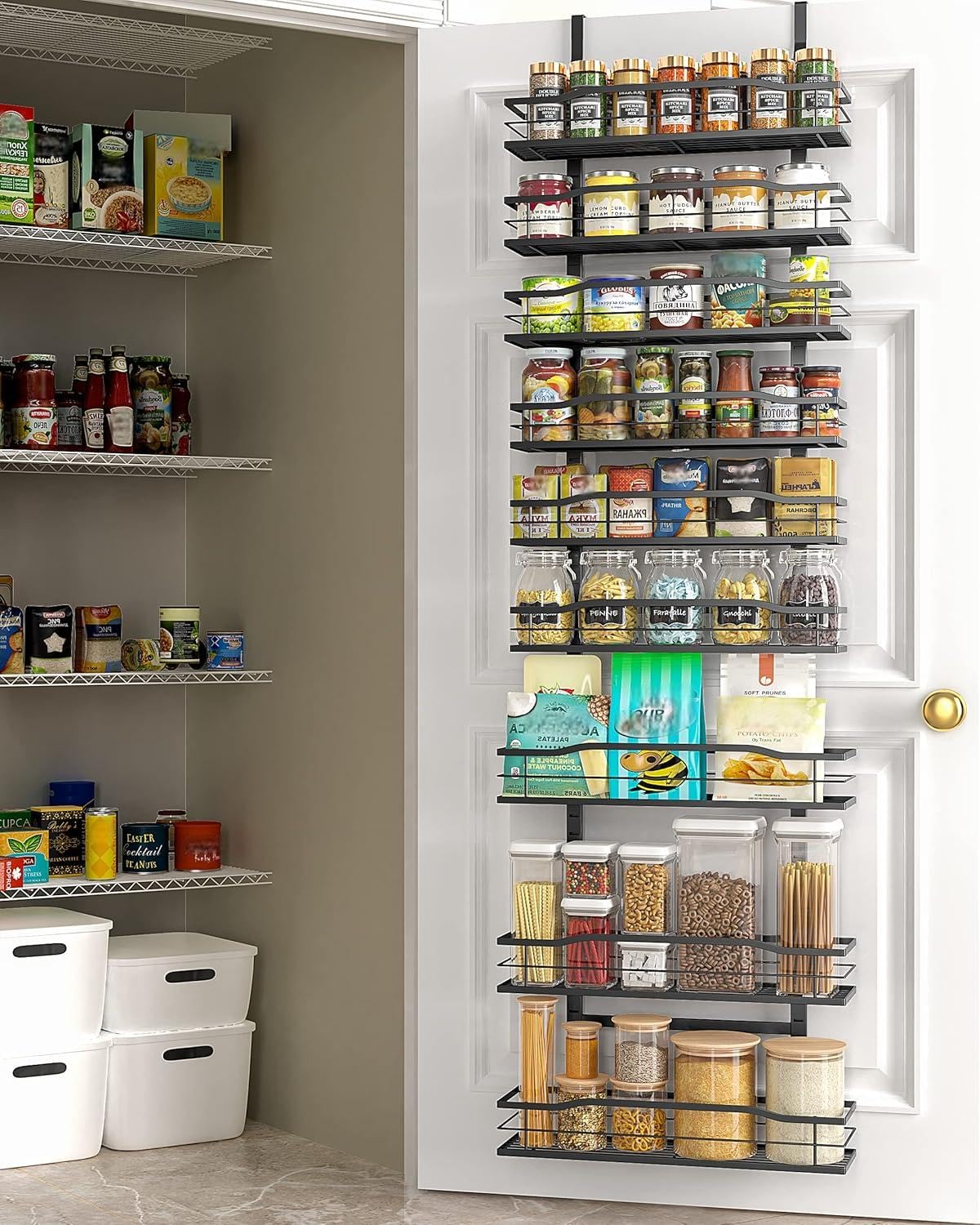 Moforoco estantes medianos para frascos y productos de cocina, acceso fácil.
