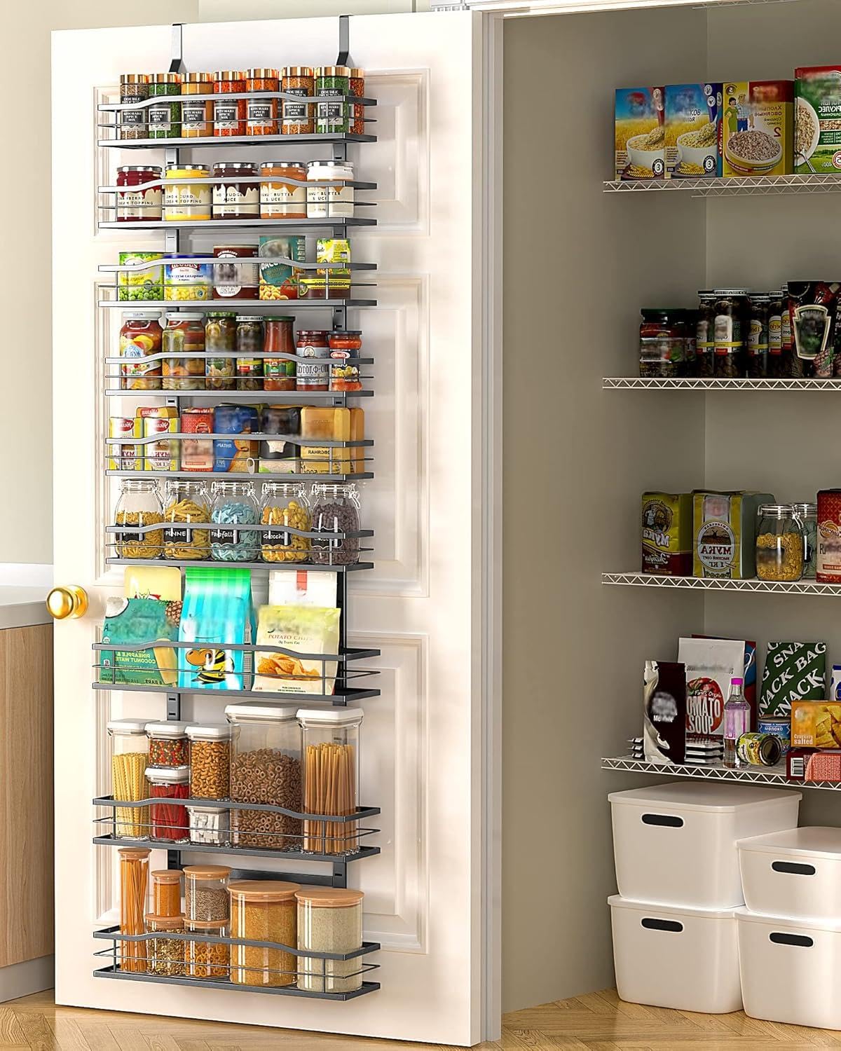 Moforoco Organizador de pantry de 9 niveles para puerta, ahorro de espacio.
