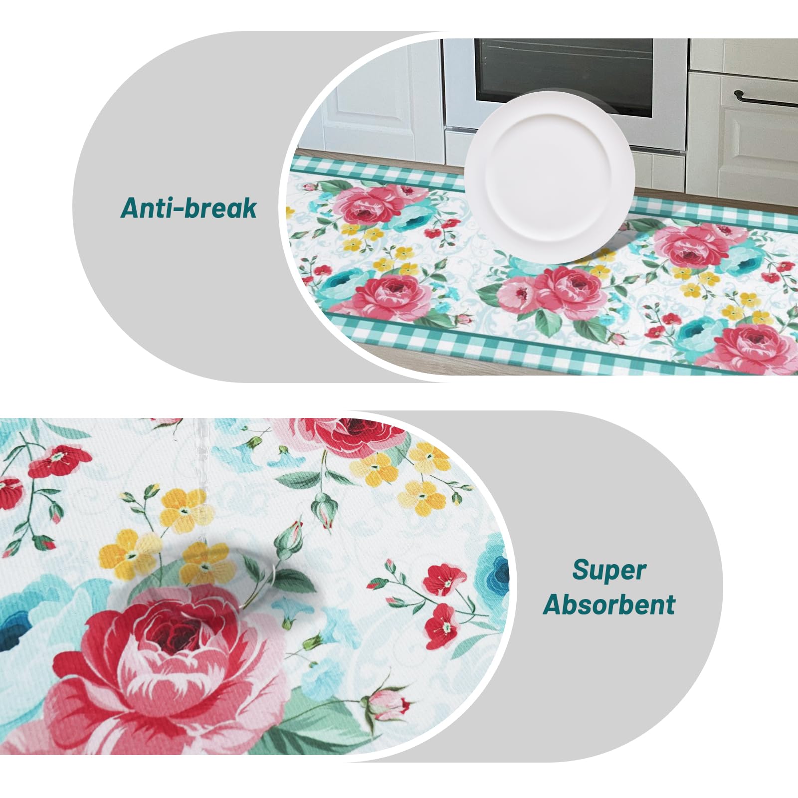 Alfombra multifuncional Mofvugz floral para cocina y entrada, añade color.