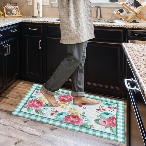 Alfombra lavable a máquina Mofvugz floral para cocina, fácil de limpiar.