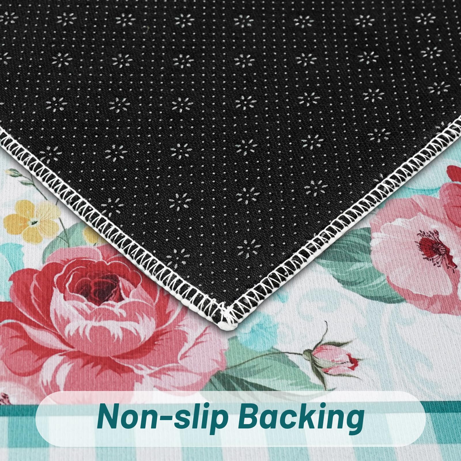 Alfombra Mofvugz floral antideslizante para cocina, ideal para evitar resbalones.