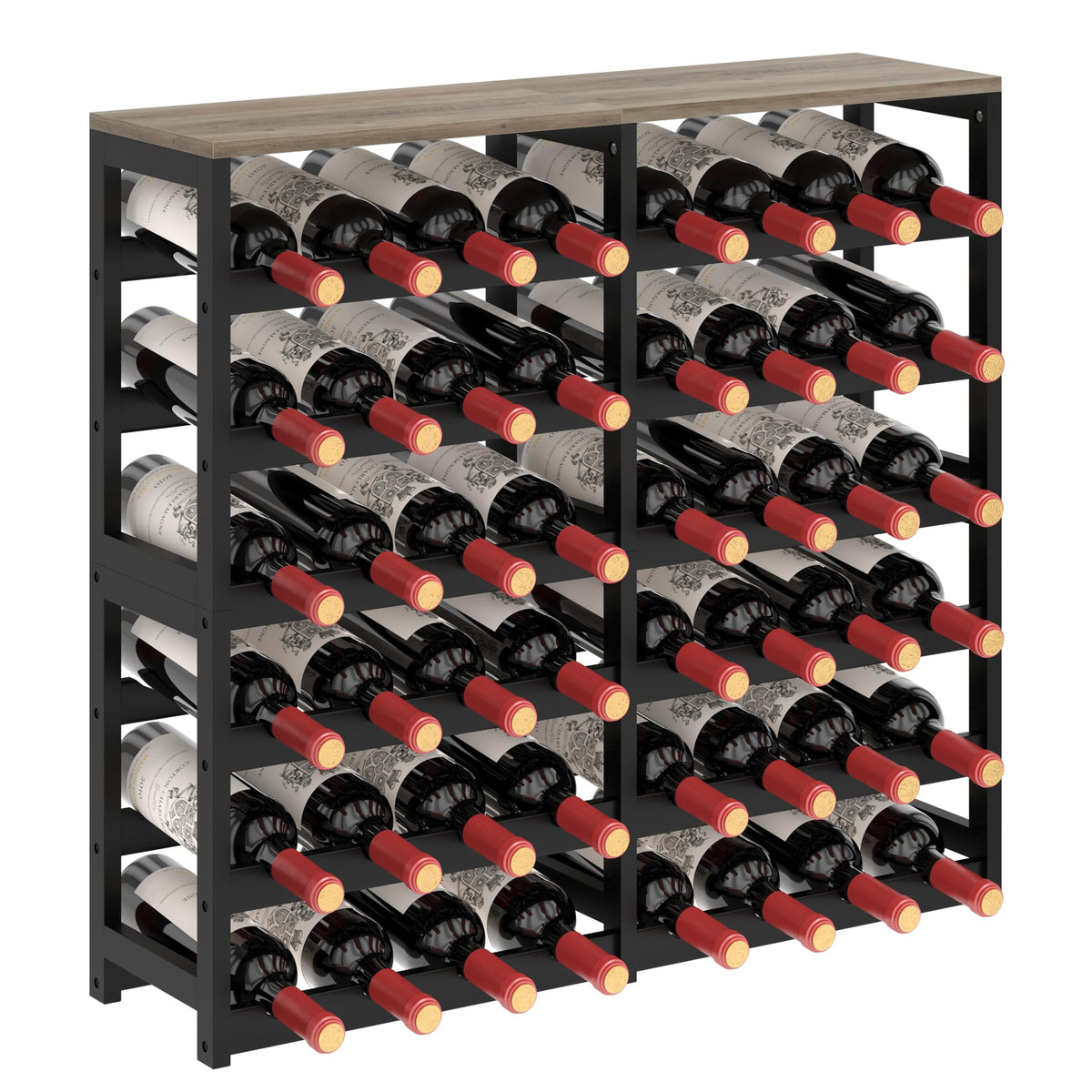 MOGELAFOO Bambu, vista frontal del mueble de vino, organiza 48 botellas con estilo.