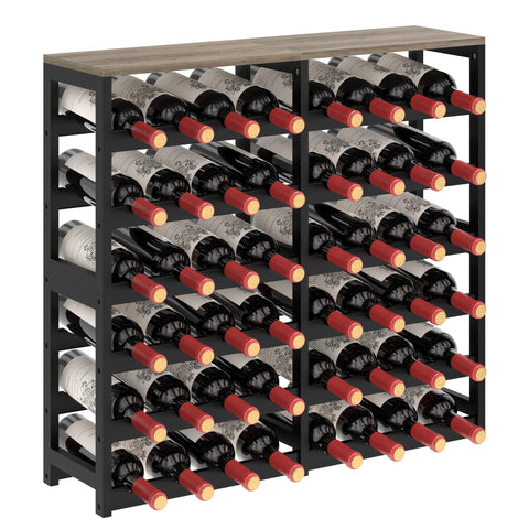 MOGELAFOO Bambu, vista frontal del mueble de vino, organiza 48 botellas con estilo.