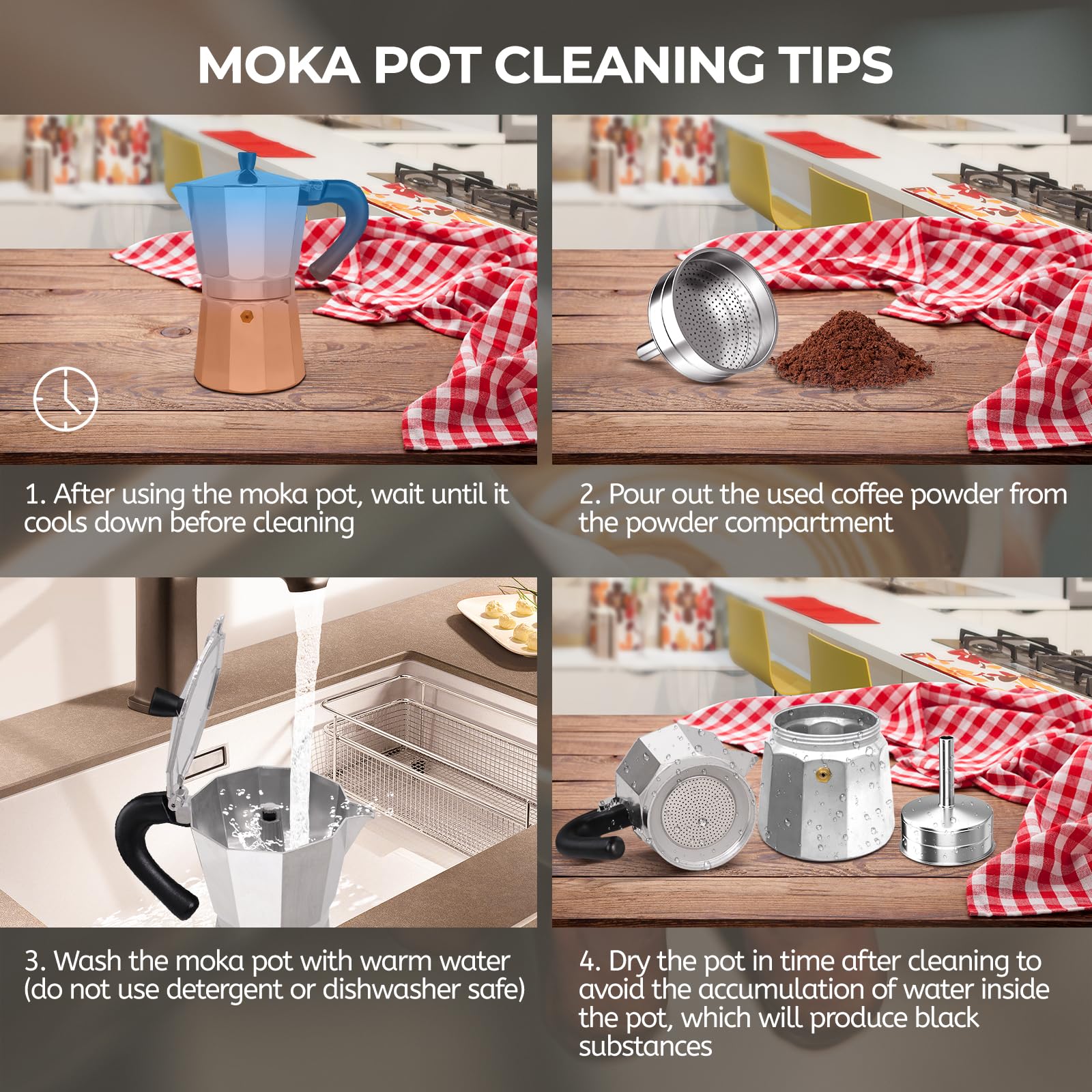 Mogrecha Moka Pot para camping y viaje, facil de llevar